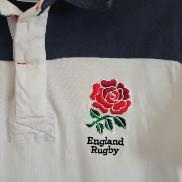 England Rugby Men's White Navy Rose Polo Size Small - Picture 3 of 8